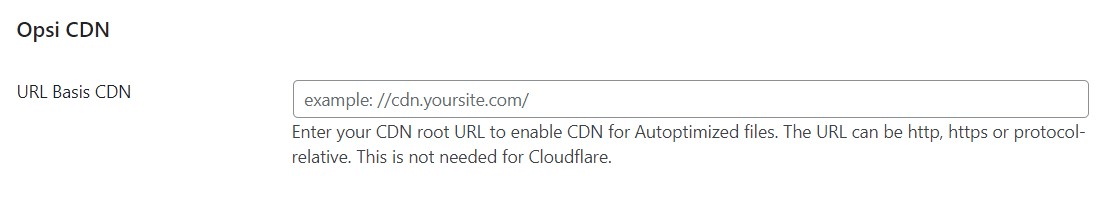 Opsi CDN Autoptimize