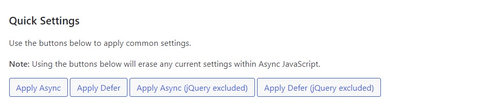 Quick Settings Autoptimize