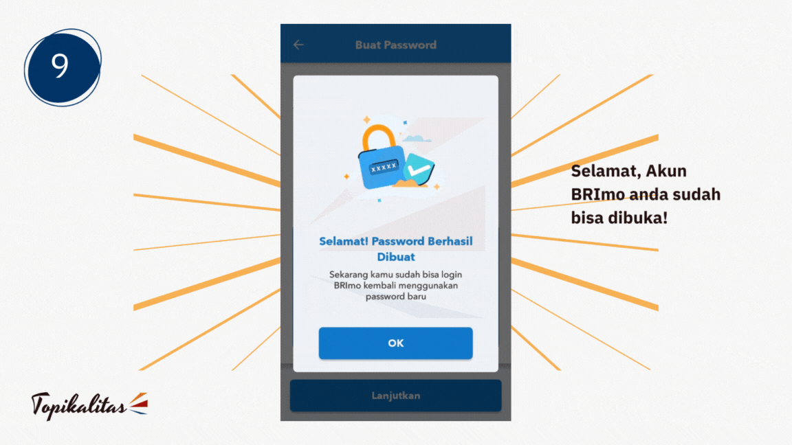 9. reset password brimo berhasil