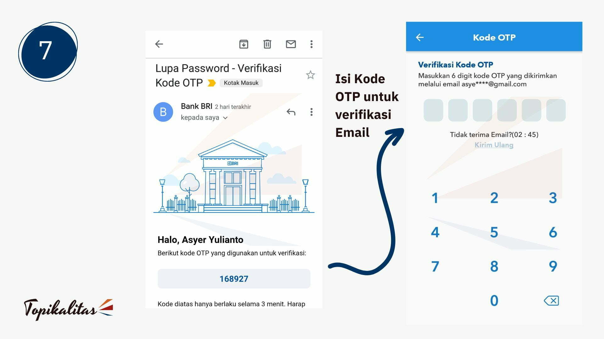 7. cara reset password brimo - isi kode OTP